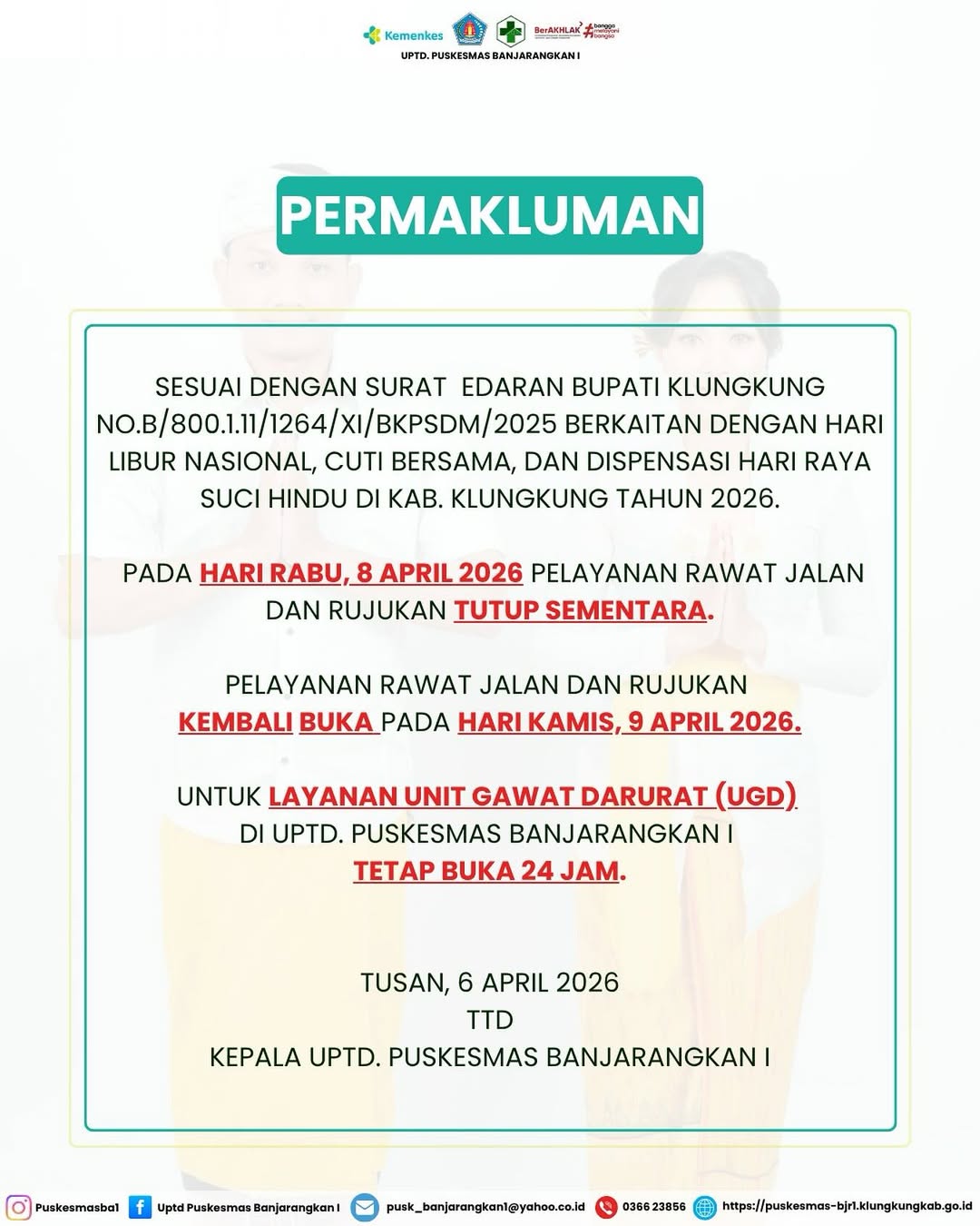 Permakluman: Rabu, 8 April 2026.