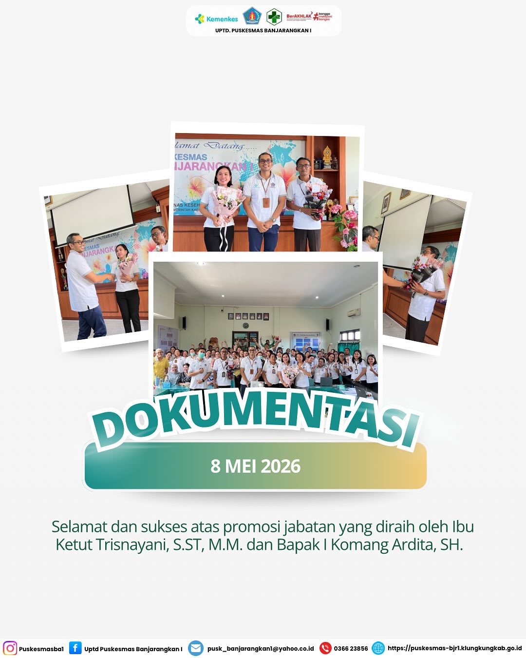 Apresiasi dan Penghargaan atas Promosi Jabatan Bapak I Komang Ardita, SH dan Ibu Ketut Trisnayani, S.ST, M.M.
