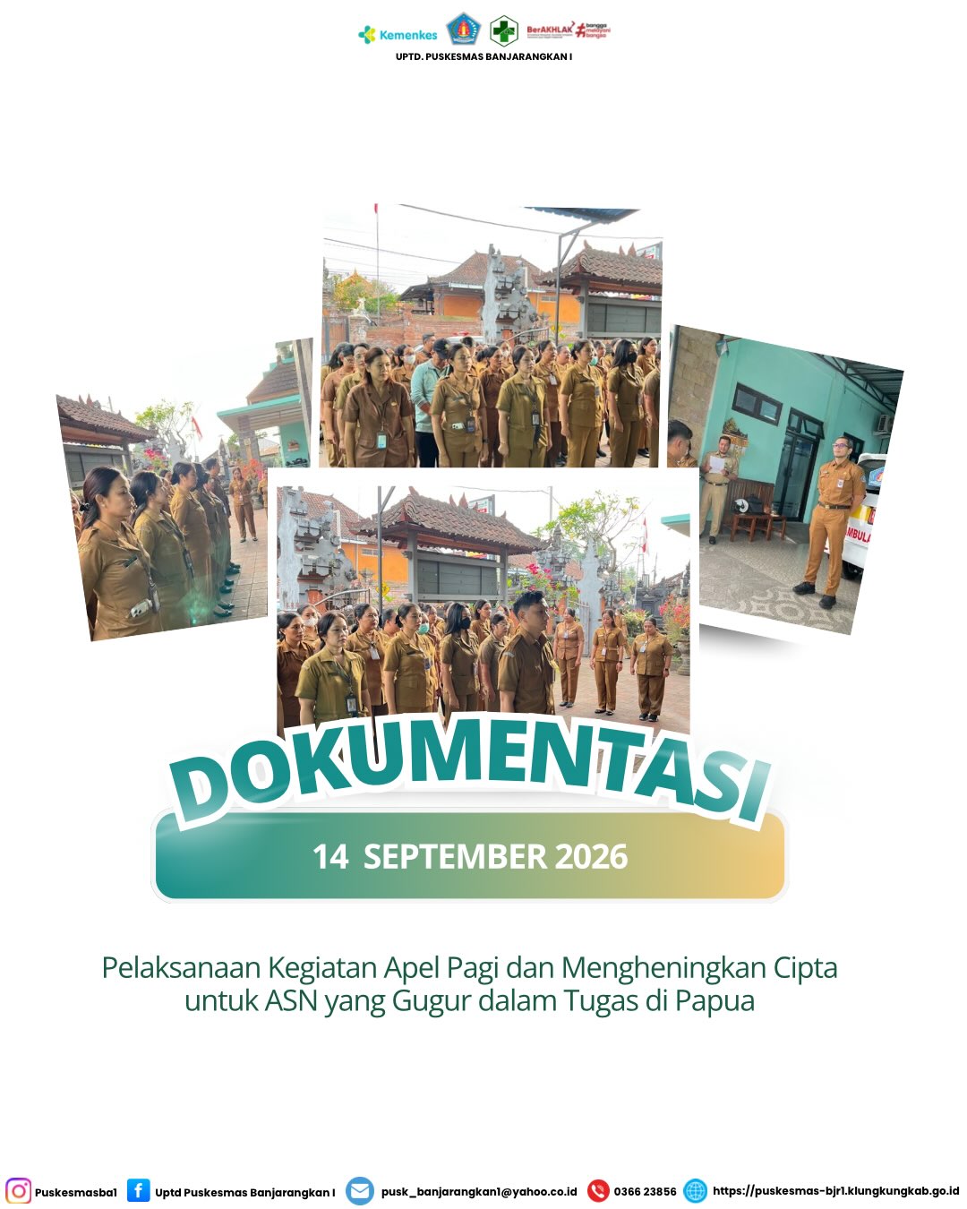 Pelaksanaan apel pagi dan mengheningkan cipta untuk ASN yang gugur dalam tugas di Papua.